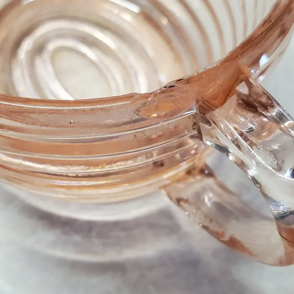 Anchor Hocking Pink Depression Glass Sugar Bowl Manhattan Pattern